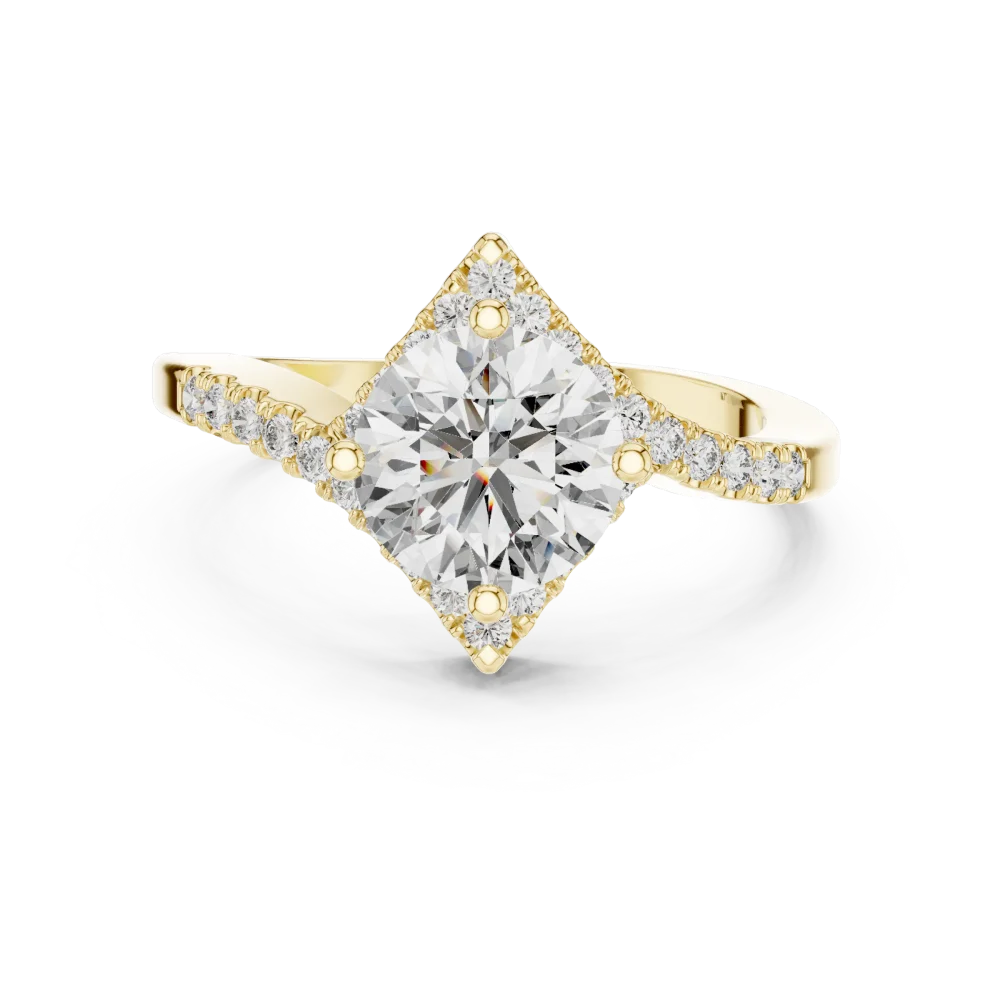 Luminary Round Brilliant Pavé-Set Geometric Solitaire Ring - Image 2