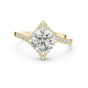 Luminary Round Brilliant Pavé-Set Geometric Solitaire Ring - Image 2