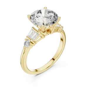 Infinite Round Brilliant Three-Stone Architectural Ring
