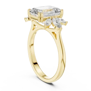 Ethereal Emerald and Marquise Cluster Solitaire Ring - Image 3