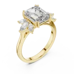 Ethereal Emerald and Marquise Cluster Solitaire Ring
