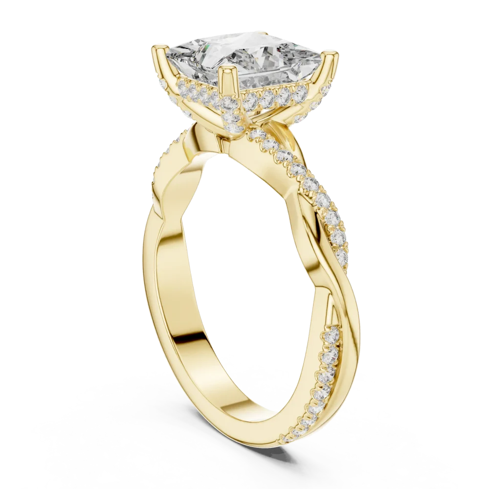 Luminary Princess Cut Pavé-Set Twisted Solitaire Ring - Image 3