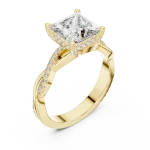Luminary Princess Cut Pavé-Set Twisted Solitaire Ring