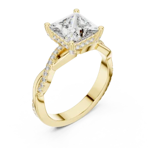Luminary Princess Cut Pavé-Set Twisted Solitaire Ring