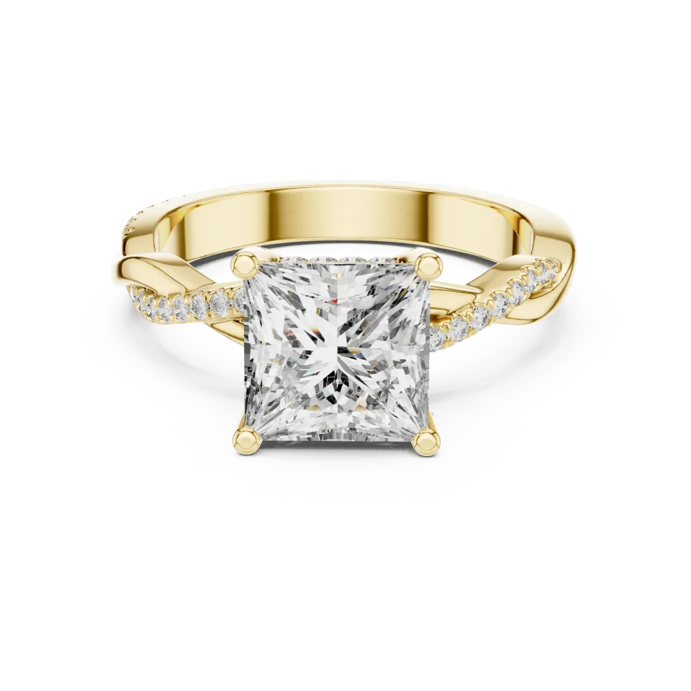 Luminary Princess Cut Pavé-Set Twisted Solitaire Ring - Image 2