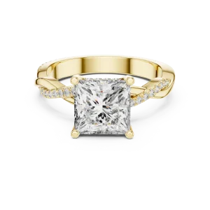 Luminary Princess Cut Pavé-Set Twisted Solitaire Ring - Image 2