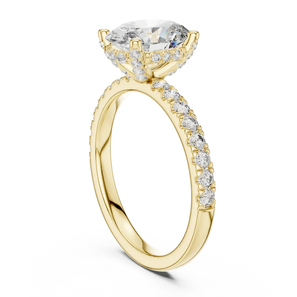 Ethereal Oval Cut Pavé-Set Hidden Halo Solitaire Ring - Image 3