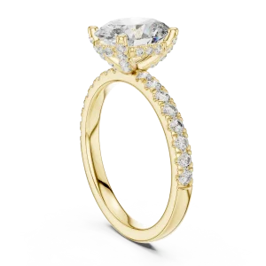 Ethereal Oval Cut Pavé-Set Hidden Halo Solitaire Ring - Image 3