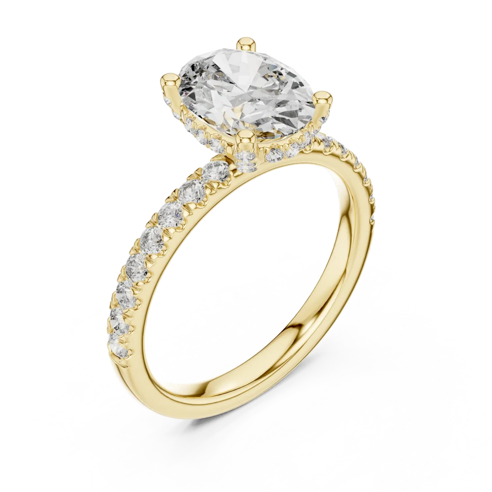 Celebrate forever with this stunning oval-cut DIAMEUR lab-grown diamond ring, featuring a radiant hidden halo. Elevate your collection today.