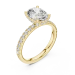 Ethereal Oval Cut Pavé-Set Hidden Halo Solitaire Ring
