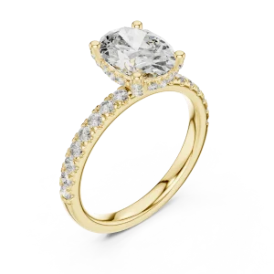 Ethereal Oval Cut Pavé-Set Hidden Halo Solitaire Ring