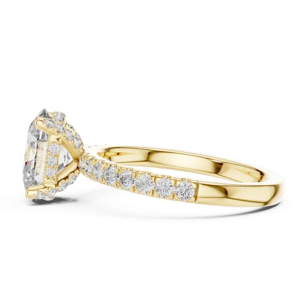 Ethereal Oval Cut Pavé-Set Hidden Halo Solitaire Ring - Image 4