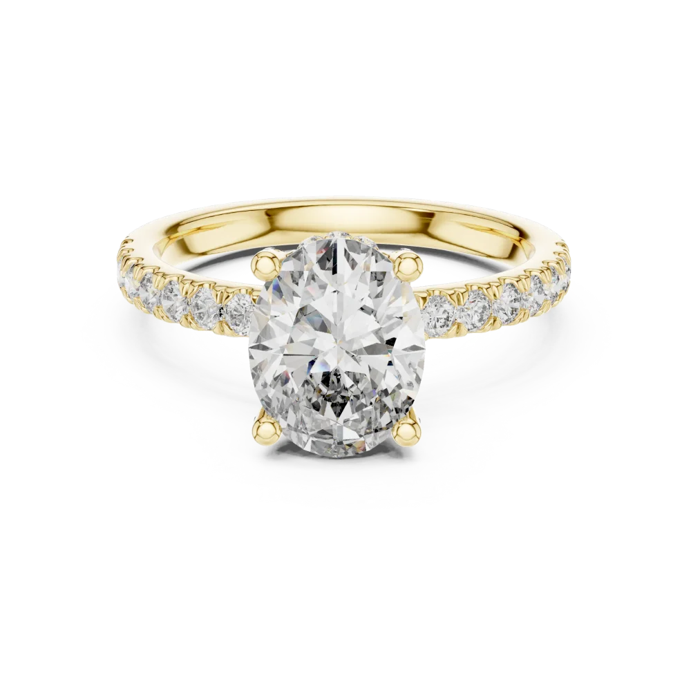 Ethereal Oval Cut Pavé-Set Hidden Halo Solitaire Ring - Image 2