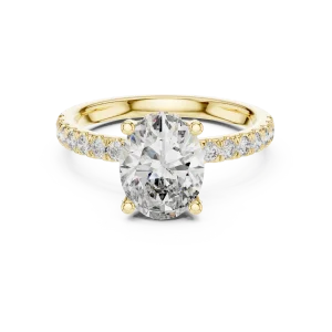 Ethereal Oval Cut Pavé-Set Hidden Halo Solitaire Ring - Image 2