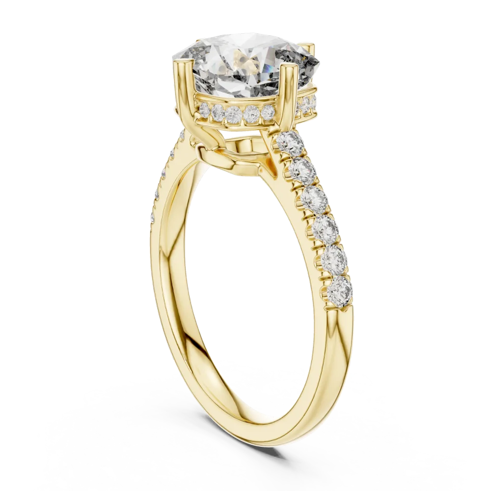 Ethereal Cushion Cut Pavé-Set Solitaire Engagement Ring - Image 3