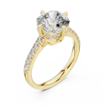 Ethereal Cushion Cut Pavé-Set Solitaire Engagement Ring