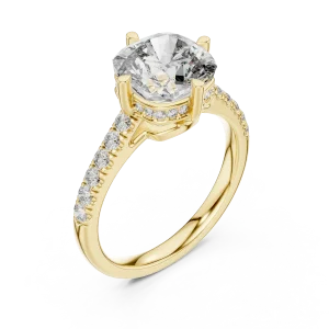 Ethereal Cushion Cut Pavé-Set Solitaire Engagement Ring