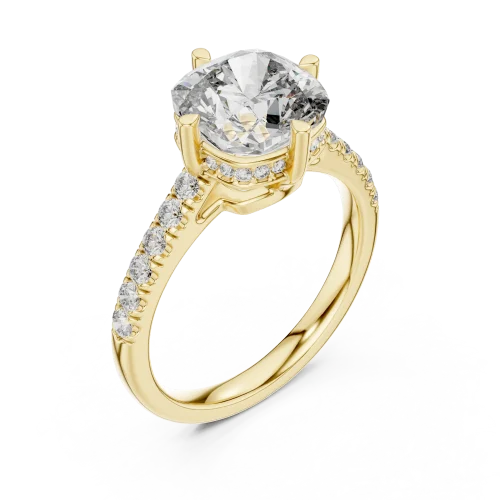 Ethereal Cushion Cut Pavé-Set Solitaire Engagement Ring