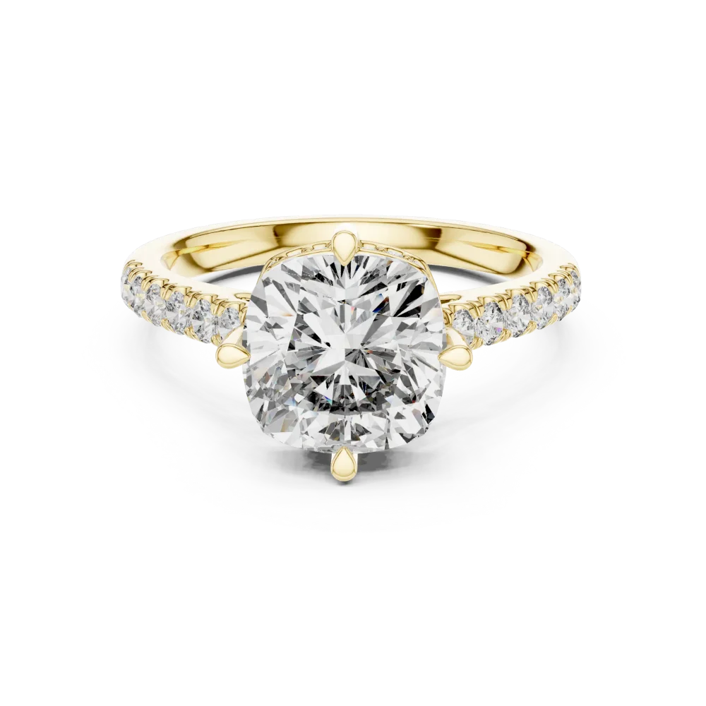 Ethereal Cushion Cut Pavé-Set Solitaire Engagement Ring - Image 2