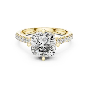 Ethereal Cushion Cut Pavé-Set Solitaire Engagement Ring - Image 2
