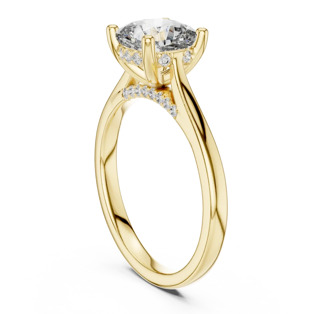Ethereal Cushion Cut Hidden Halo Solitaire Engagement Ring - Image 3