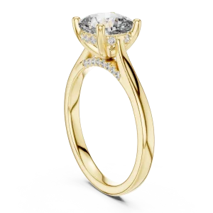 Ethereal Cushion Cut Hidden Halo Solitaire Engagement Ring - Image 3