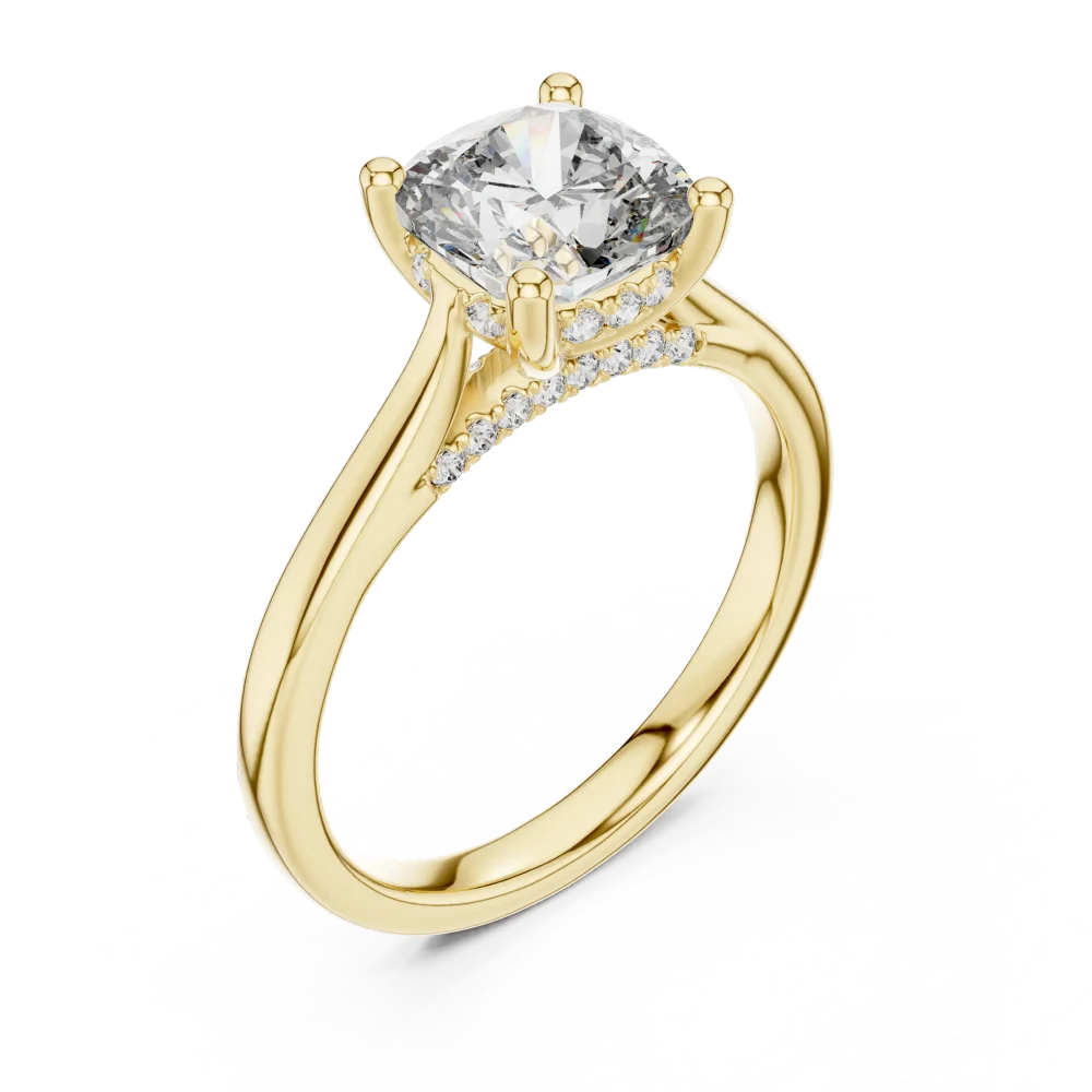 Experience timeless allure with this Cushion Cut Solitaire Ring. Featuring brilliant DIAMEUR diamonds, it is the perfect symbol of modern love. Shop now.