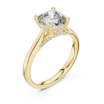 Ethereal Cushion Cut Hidden Halo Solitaire Engagement Ring