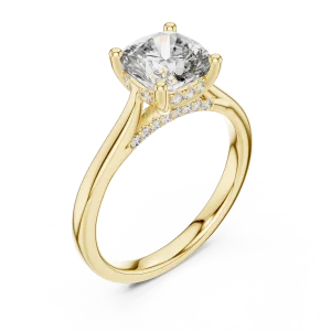 Ethereal Cushion Cut Hidden Halo Solitaire Engagement Ring