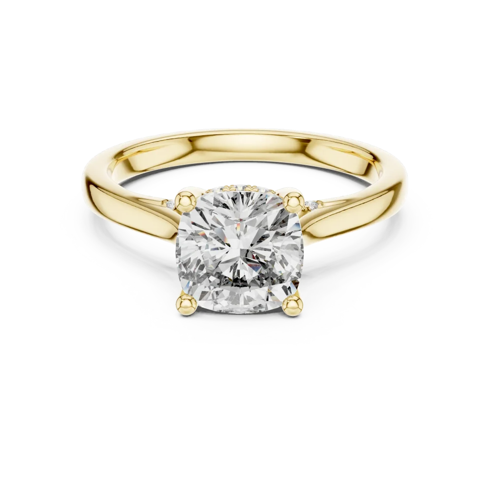 Ethereal Cushion Cut Hidden Halo Solitaire Engagement Ring - Image 2
