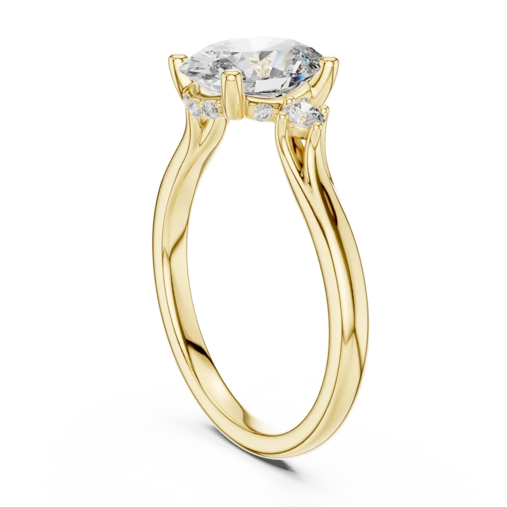 Ethereal Oval Three-Stone Modern Classic Solitaire Ring - Image 3