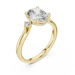 Ethereal Oval Three-Stone Modern Classic Solitaire Ring