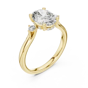 Ethereal Oval Three-Stone Modern Classic Solitaire Ring