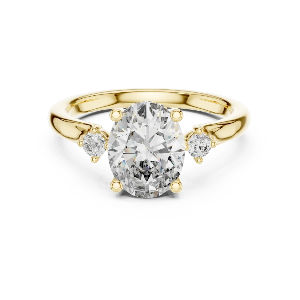 Ethereal Oval Three-Stone Modern Classic Solitaire Ring - Image 2