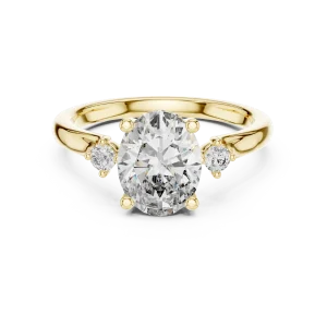 Ethereal Oval Three-Stone Modern Classic Solitaire Ring - Image 2