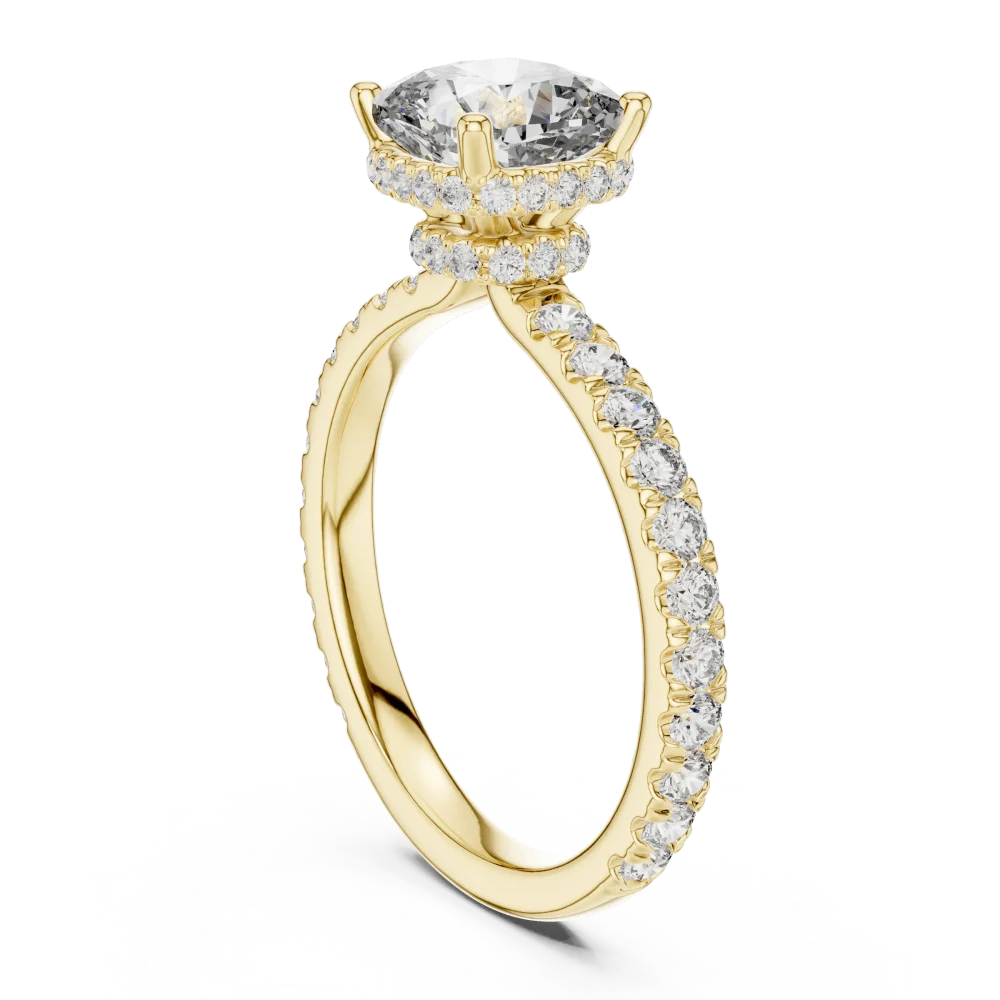 Ethereal Cushion Cut Hidden Halo Pavé-Set Solitaire Ring - Image 3