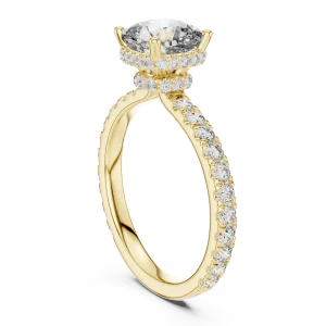 Ethereal Cushion Cut Hidden Halo Pavé-Set Solitaire Ring - Image 3