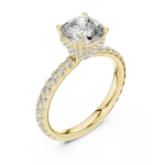 Ethereal Cushion Cut Hidden Halo Pavé-Set Solitaire Ring