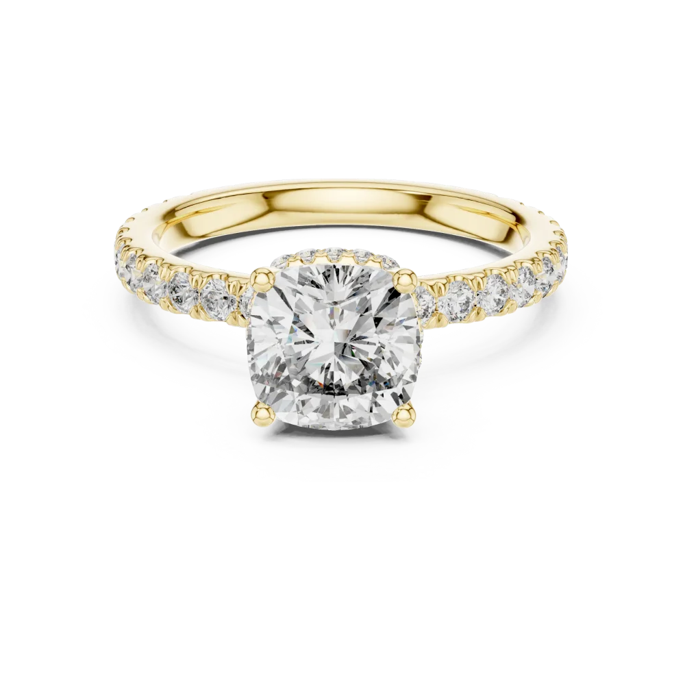 Ethereal Cushion Cut Hidden Halo Pavé-Set Solitaire Ring - Image 2