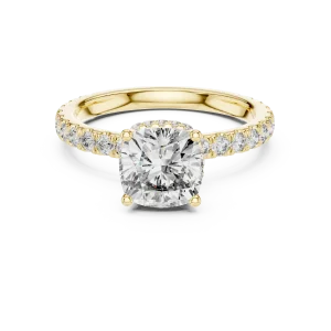 Ethereal Cushion Cut Hidden Halo Pavé-Set Solitaire Ring - Image 2
