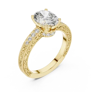 Ethereal Oval Cut Luminary Pavé-Set Solitaire Ring