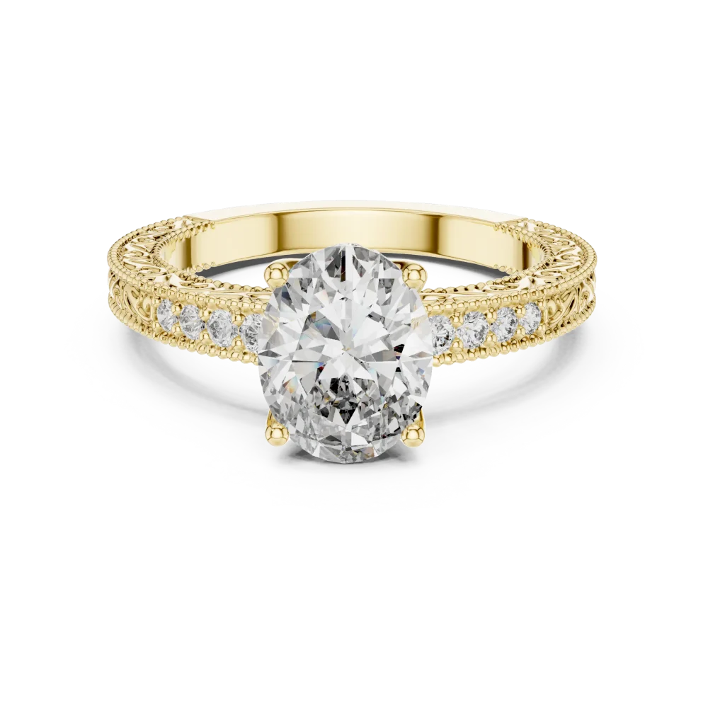 Ethereal Oval Cut Luminary Pavé-Set Solitaire Ring - Image 2