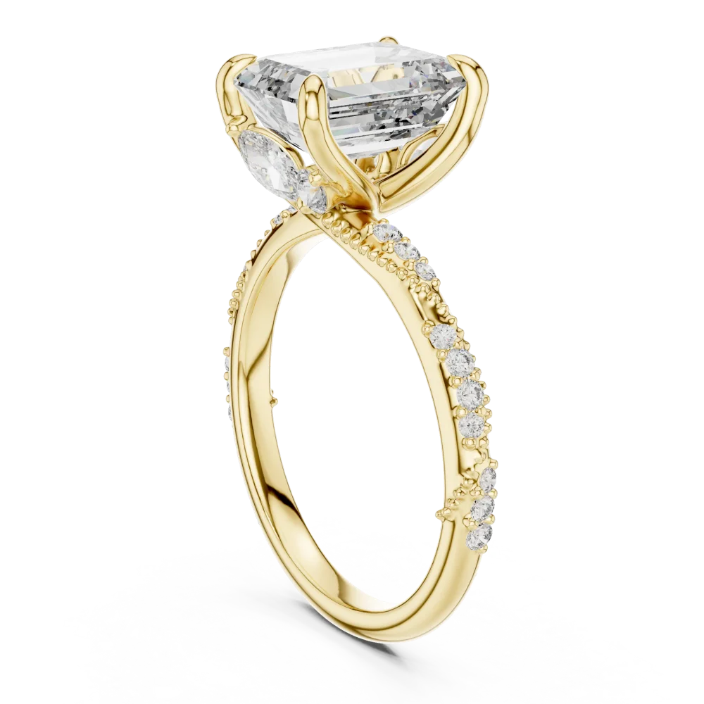 Luminary Emerald Cut Pavé-Set Silhouette Solitaire Ring - Image 3