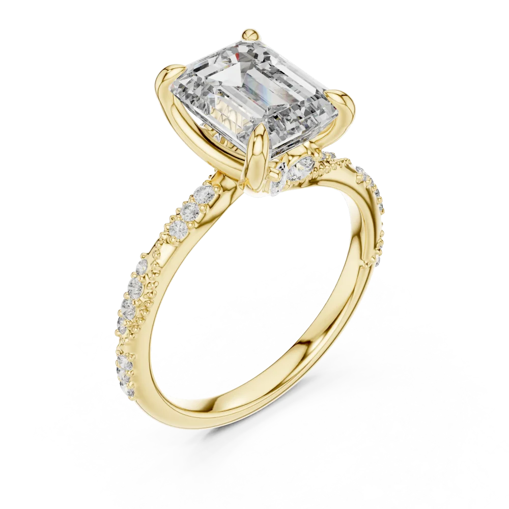 Discover the Luminary Emerald Cut Solitaire Ring, featuring brilliant DIAMEUR diamonds set in pure gold. The ultimate modern classic. Shop now.