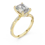 Luminary Emerald Cut Pavé-Set Silhouette Solitaire Ring