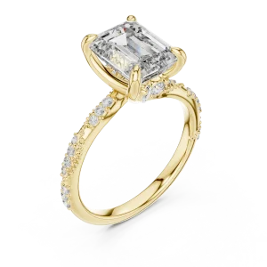 Luminary Emerald Cut Pavé-Set Silhouette Solitaire Ring
