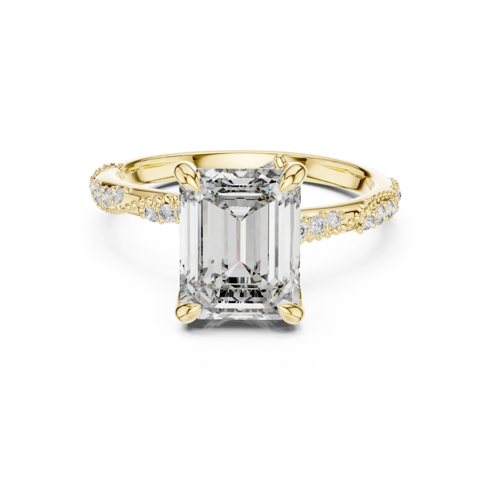 Luminary Emerald Cut Pavé-Set Silhouette Solitaire Ring - Image 2
