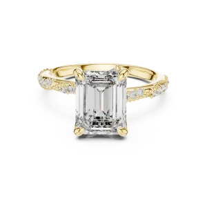 Luminary Emerald Cut Pavé-Set Silhouette Solitaire Ring - Image 2