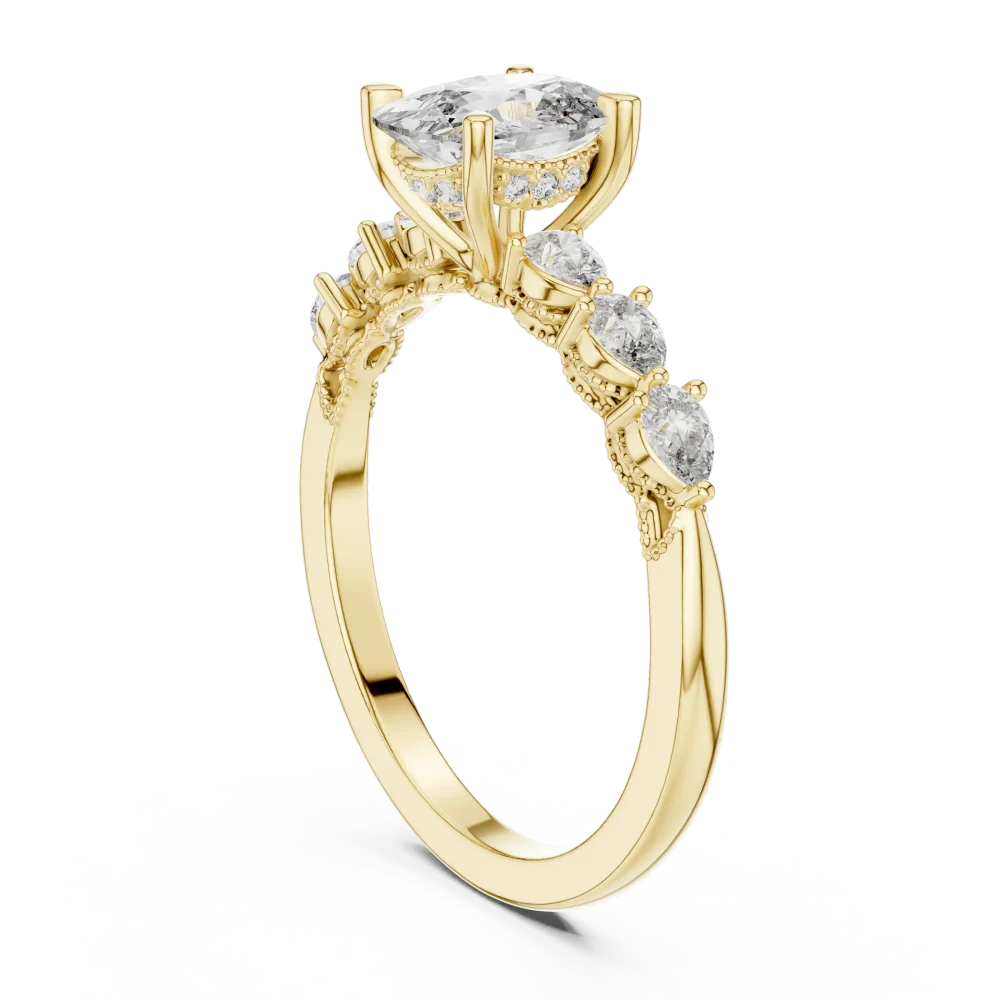 Ethereal Cushion Cut and Pear Multi-Stone Solitaire Ring - Image 3