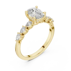 Ethereal Cushion Cut and Pear Multi-Stone Solitaire Ring